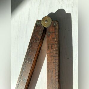 Antique 1915 Stanley No. 68 Boxwood & Brass Folding Two Foot Folding Ruler